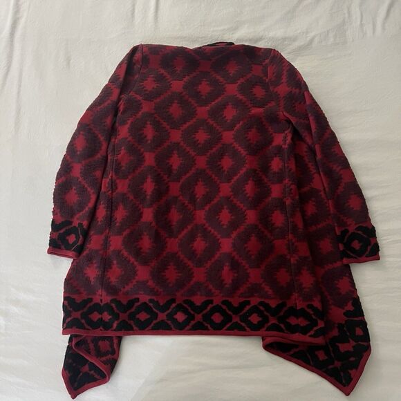 Lucky Brand Southwest Aztec Yellowstone Red Waterfall Cardigan Sweater Medium - Picture 12 of 13